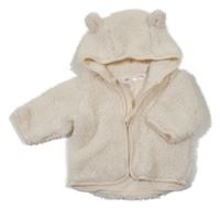 Smetanová huňatá propínací podšitá mikina s kapucí H&M