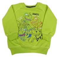 Limetková mikina s dinosaury 
