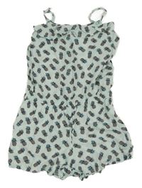 Světlemodrý lehký kraťasový overal s ananasy H&M