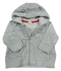 Šedá sametová propínací mikina s kapucí H&M