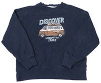 Tmavomodrá mikina s autobusem 