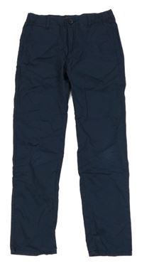 Tmavomodré plátěné chino kalhoty H&M