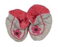 Šedo-růžové bavlněné zateplené capáčky s květy Mothercare