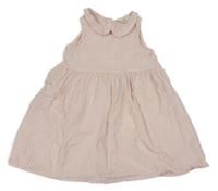 Bílo-růžové pruhované šaty s límečkem H&M
