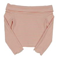 Růžovo-bílé pruhované žebrované crop triko s odhalenými rameny Matalan