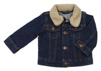 Tmavomodrá riflová bunda s huňatým límcem River Island