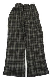Olivovo-hnědé kostkované plátěné chino kalhoty H&M