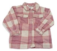Starorůžovo-bílá kostkovaná košilová bunda Topolino