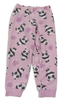Růžové fleecové pyžamové kalhoty s pandami C&A