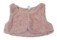 Růžová podšitá kožešinová crop vesta Topolino