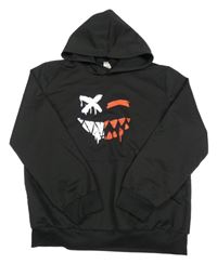 Černá mikina s potiskem a kapucí 