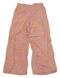 Světlerůžovo-oranžové vzorované lehké kalhoty L&D