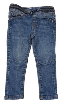 Modré melírované skinny rifle s úpletovým pasem Primark