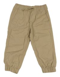 Béžové plátěné cuff kalhoty H&M