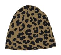 Béžovo-černá leopardí bavlněná čepice