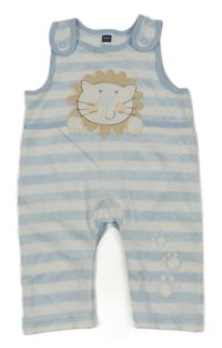 Modro-bílé pruhované sametové laclové tepláky s lvem M&Co.