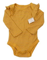 Nové - hořčicovo-stříbrné pruhované žebrované body nanette lepore