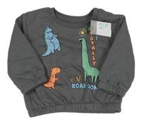 Nové - Šedá mikina s dinosaury Primark