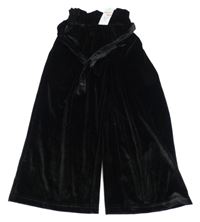 Nové - Černé sametové culottes kalhoty s páskem Pep&Co