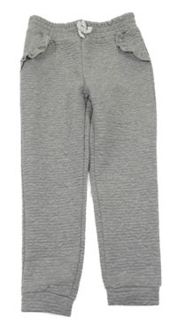 Šedé žebrované tepláky s volánky a srdíčky Primark