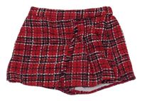 Červeno-černo-bílé kostkované pletené sukňové kraťasy River Island